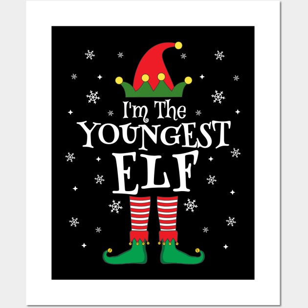 I'm The Youngest Elf Matching Family Christmas Pajama Shirt Wall Art by TheMjProduction
